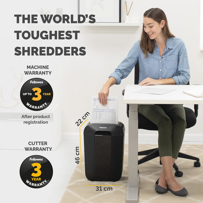 Fellowes LX Series Powershred LX70 Cross-Cut (P-4) Shredder – with Safety Lock