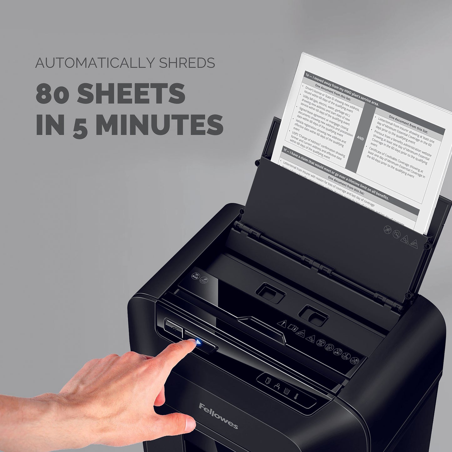 Fellowes Automax 80M Mini-Cut Shredder Hybrid Shredding 23L 4621601