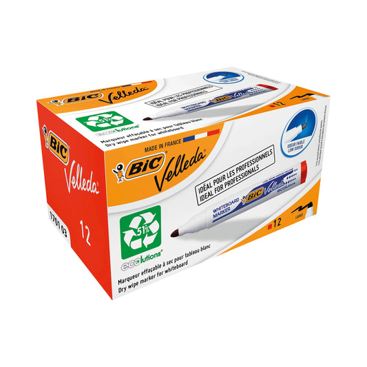 Bic Velleda 1701 Drywipe Marker Bullet Tip Red (Pack of 12) 1199170103