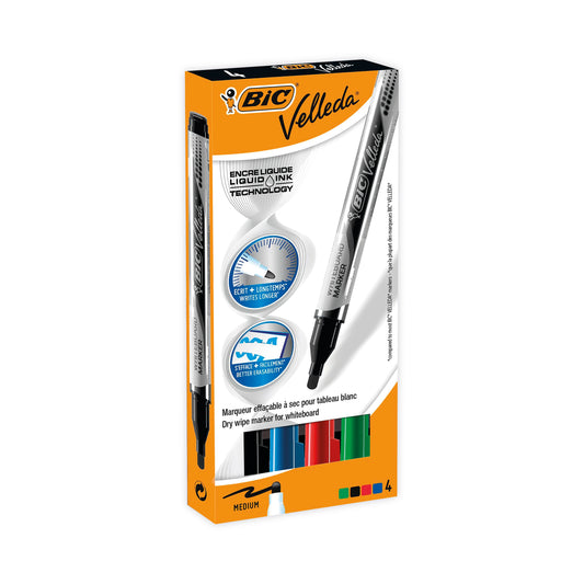 Bic Velleda Liquid Ink Drywipe Marker Assorted (Pack of 4) 902094