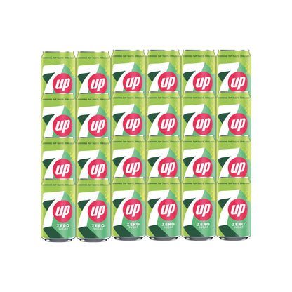 7 Up Zero Lemon and Lime Carbonated Soft Drink Canned 330ml (Pack of 24) 251254