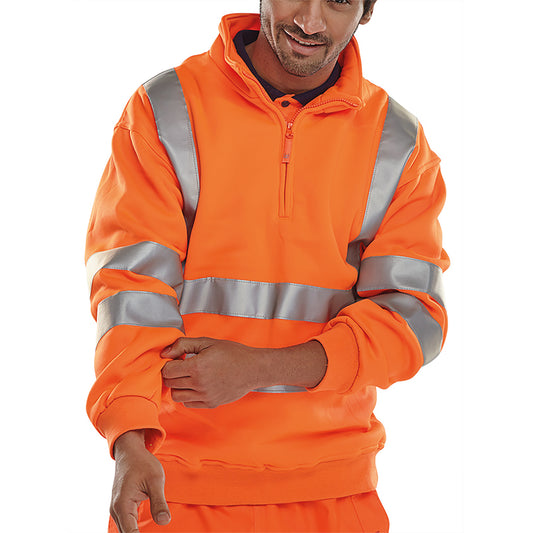 Beeswift Quarter Zipped Sweatshirt Orange 2XL