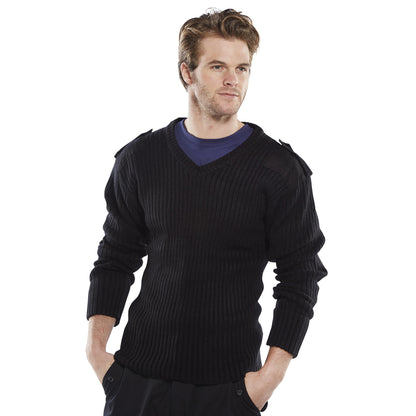 Beeswift Acrylic Mod V-Neck Sweater Black M