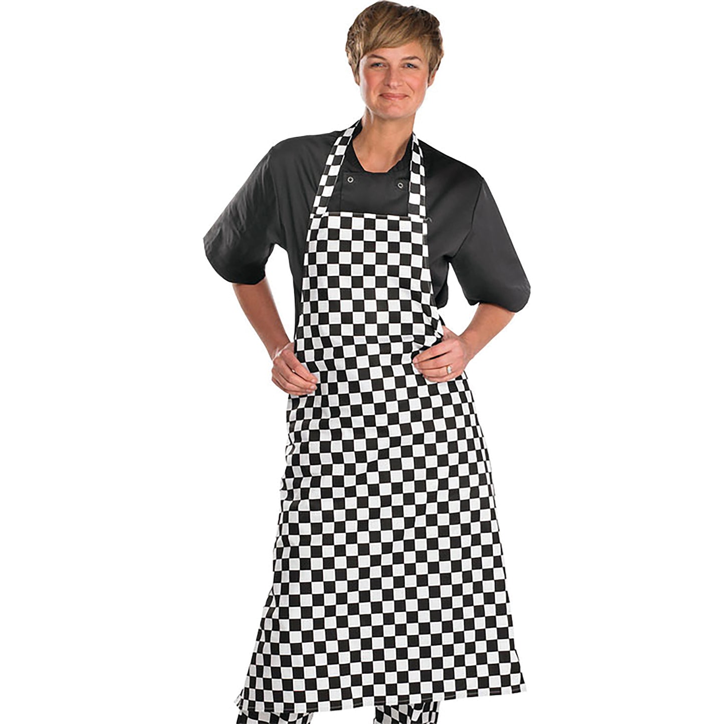 Beeswift Chefs Bib Apron Black/White 34 x 40
