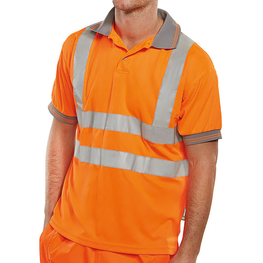 Beeswift High Visibility Short Sleeve Polo Shirt Orange XL