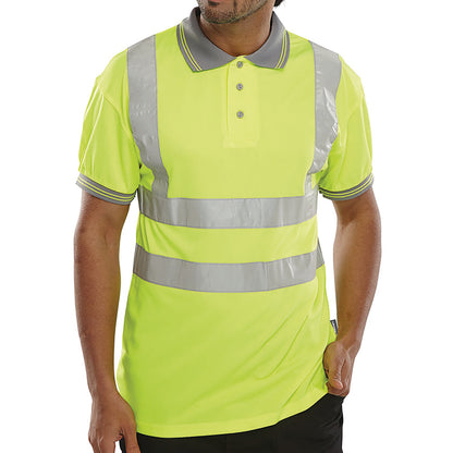 Beeswift High Visibility Short Sleeve Polo Shirt Saturn Yellow 3XL