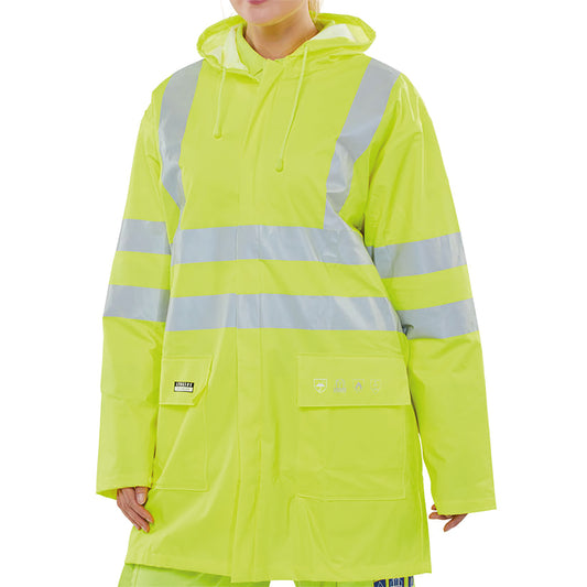 Beeswift Fire Retardant Anti-Static High Visibility Jacket Saturn Yellow 3XL