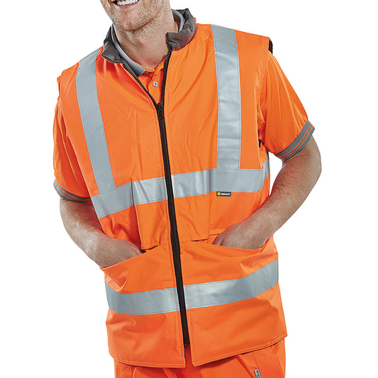 Beeswift High Visibility Reversible Bodywarmer Orange/Grey L