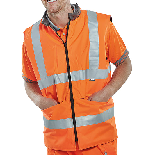 Beeswift High Visibility Reversible Bodywarmer Orange/Grey 2XL