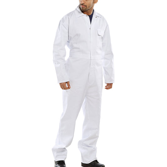 Beeswift Click Cotton Drill Boilersuit White 38
