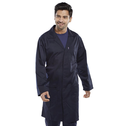 Beeswift Polycotton Warehouse Coat Navy Blue 54
