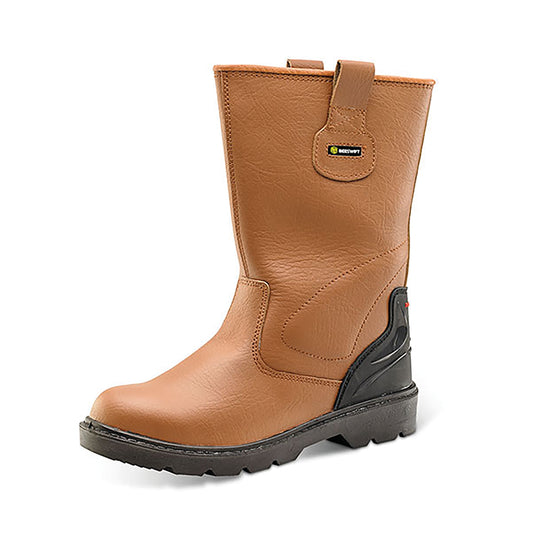 Beeswift Premium Rigger Fur Lined Steel Toe Cap Safety Boots 1 Pair Tan 06