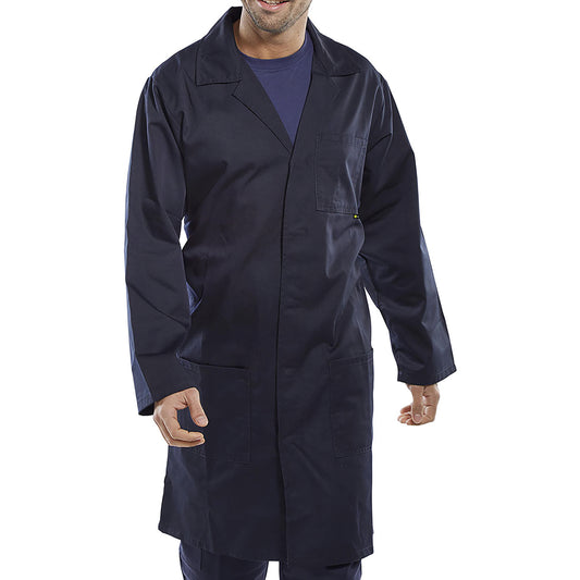 Beeswift Polycotton Warehouse Coat Navy Blue 44