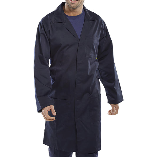 Beeswift Polycotton Warehouse Coat Navy Blue 52
