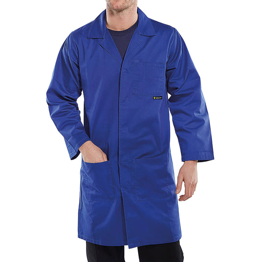 Beeswift Polycotton Warehouse Coat Royal Blue 38