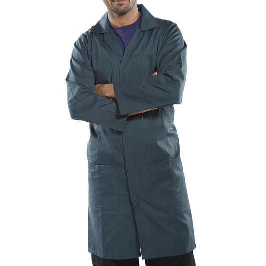 Beeswift Polycotton Warehouse Coat Spruce Green 48