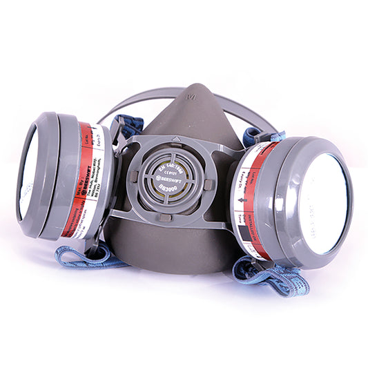 Beeswift Twin Filter A1P2 Ready Mask with 2xA1P2 Filters Grey