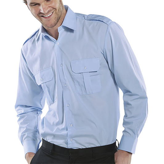 Beeswift Pilot Long Sleeve Shirt Sky Blue 15.5