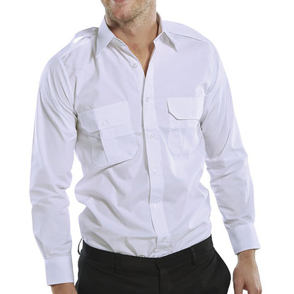 Beeswift Pilot Long Sleeve Shirt White 17.5