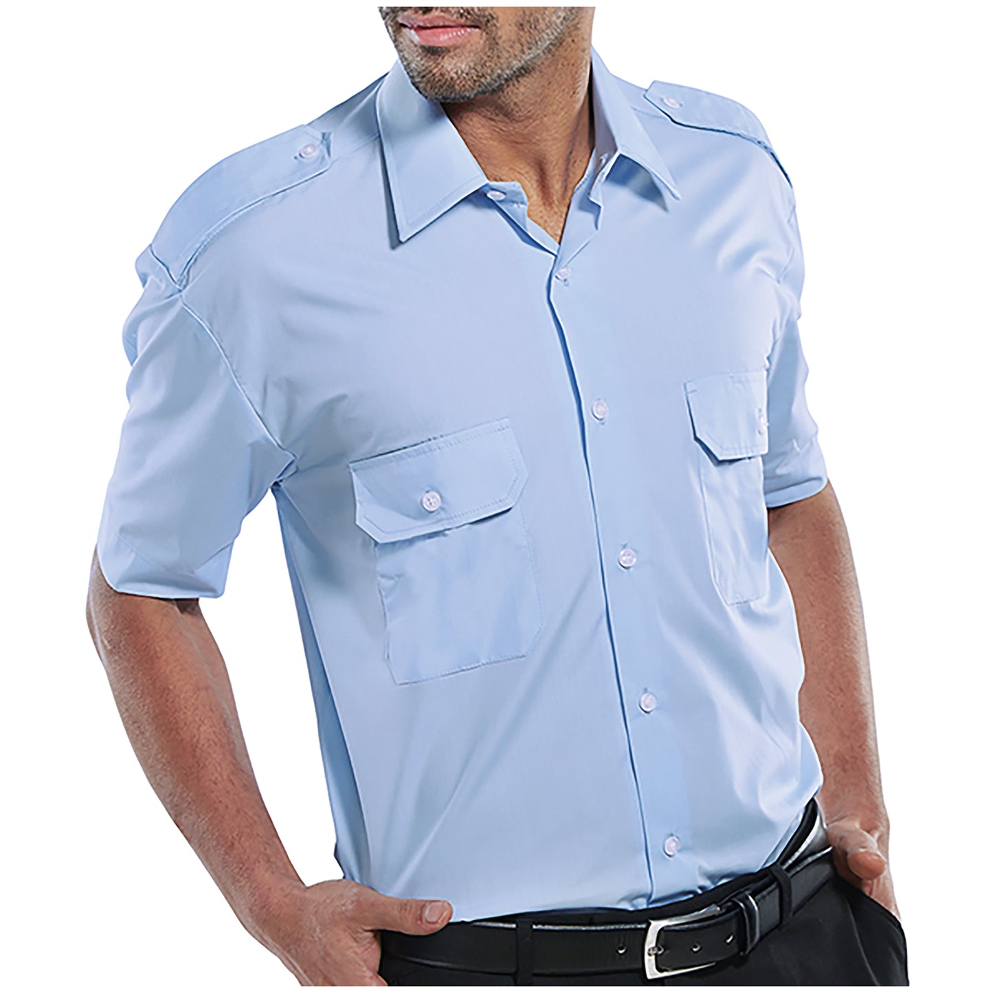 Beeswift Pilot Short Sleeve Shirt Sky Blue 18.5