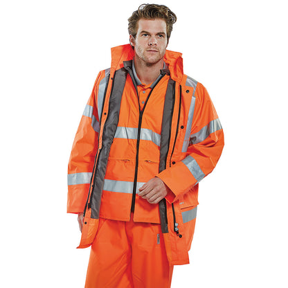 Beeswift 4 In 1 High Visibility Jacket and Bodywarmer Orange 3XL