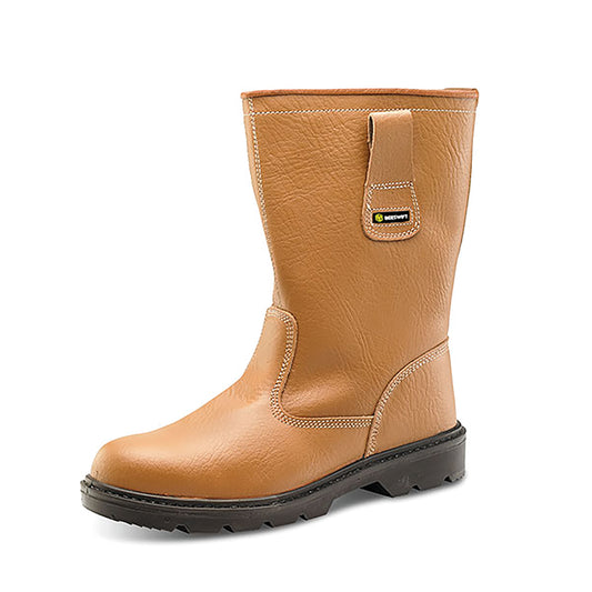 Beeswift Lined Steel Toe Leather Upper Rigger Boots 1 Pair Tan 04