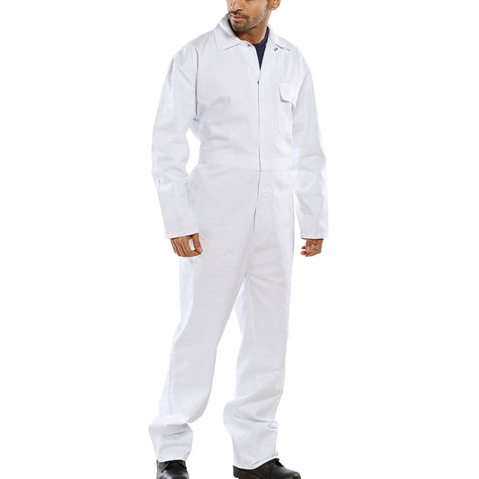 Beeswift Click Cotton Drill Boilersuit White 54