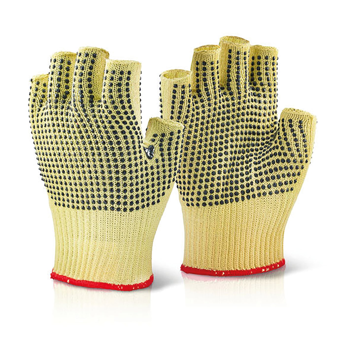 Beeswift Reinforced Fingerless Dotted Gloves 1 Pair Yellow 08