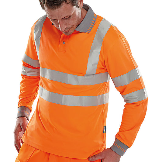 Beeswift Long Sleeve Polo Shirt Orange 3XL