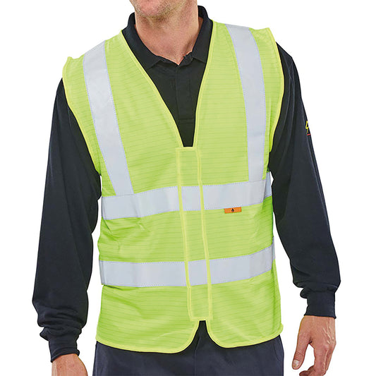 Beeswift Fire Retardant High Visibility Waistcoat Saturn Yellow 3XL