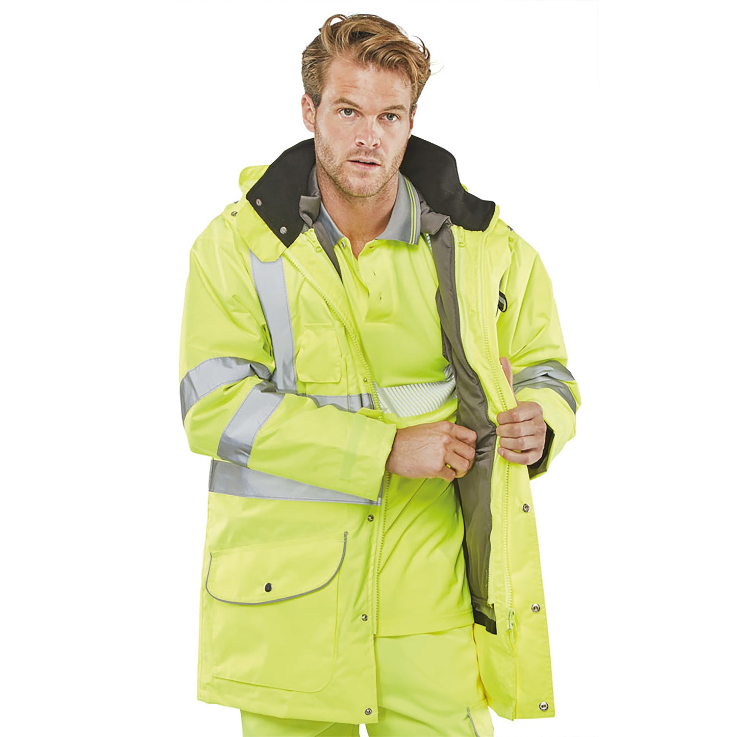 Beeswift Elsener 7In1 High Visibility Jacket Saturn Yellow 4XL