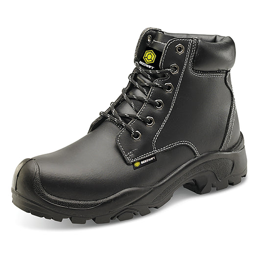 Beeswift 6 Eyelet PU Rubber S3 Steel Top Cap Safety Boots 1 Pair Black 10