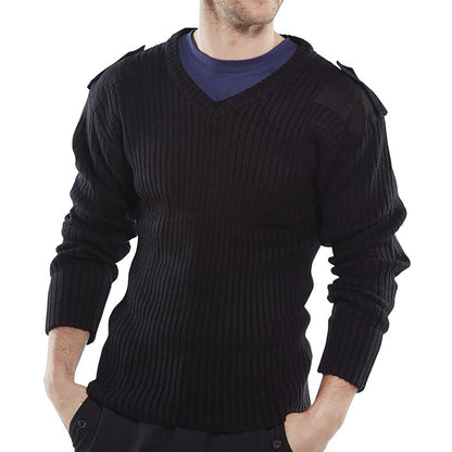 Beeswift Acrylic Mod V-Neck Sweater Black S