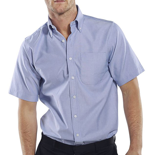 Beeswift Short Sleeve Oxford Shirt Blue 14.5