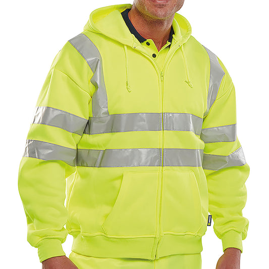 Beeswift Zip Up Hooded High Visibility Sweatshirt Saturn Yellow 3XL
