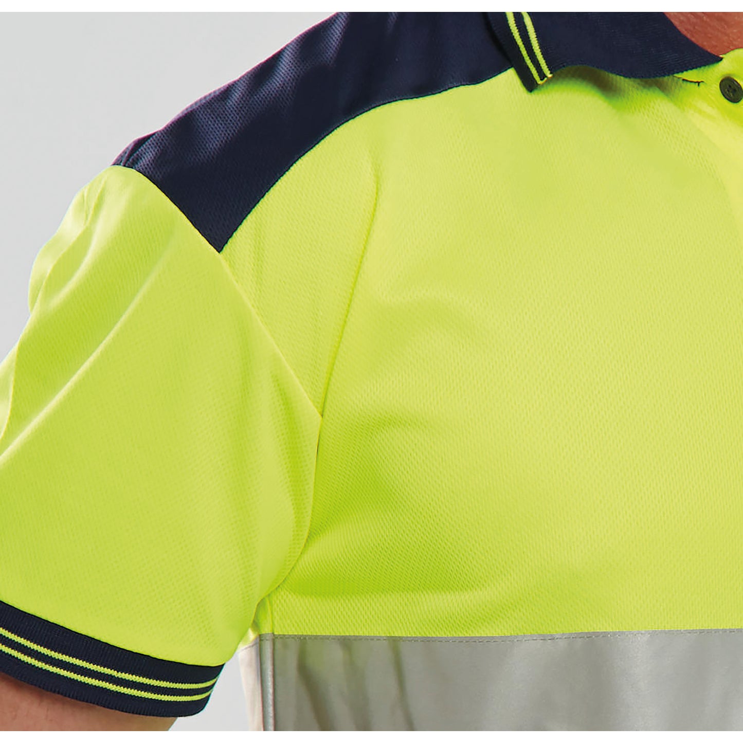 Beeswift PK Two Tone High Visibility Short Sleeve Polo Shirt Saturn Yellow/Navy Blue M