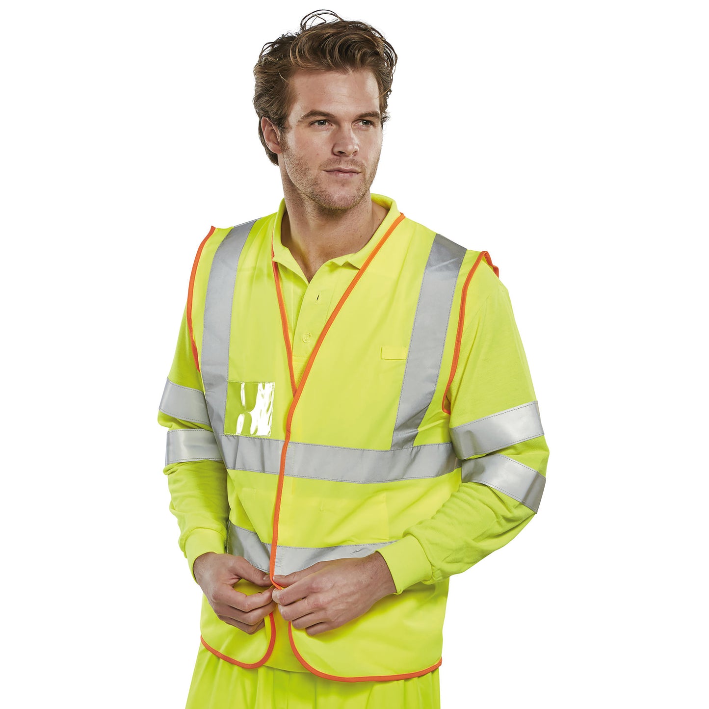 Beeswift BSafe Multipurpose High Visibility Vest Pre-pack Saturn Yellow M
