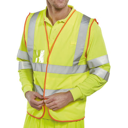 Beeswift BSafe Multipurpose High Visibility Vest Pre-pack Saturn Yellow 2XL