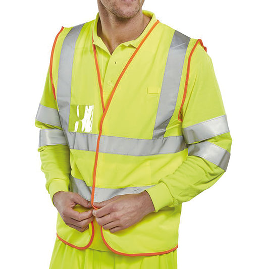 Beeswift BSafe Multipurpose High Visibility Vest Pre-pack Saturn Yellow 2XL