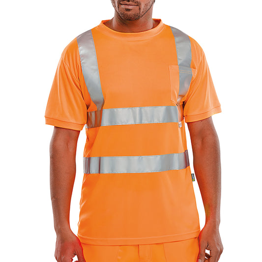 Beeswift Crew Neck High Visibility T-Shirt Orange 4XL