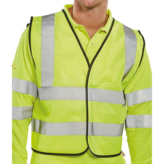Beeswift High Visibility Short Length Waistcoat App G Saturn Yellow 2XL