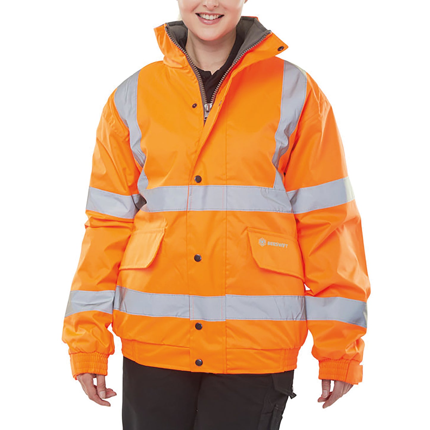 Beeswift B-Dri Ladies High Visibility Super Bomber Jacket Orange 12