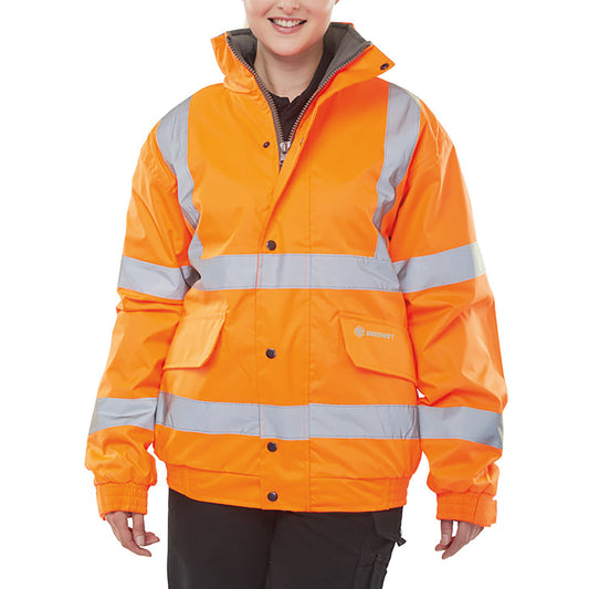 Beeswift B-Dri Ladies High Visibility Super Bomber Jacket Orange 12