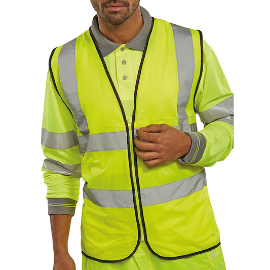 Beeswift High Visibility Waistcoat Zip Fastened Saturn Yellow 2XL