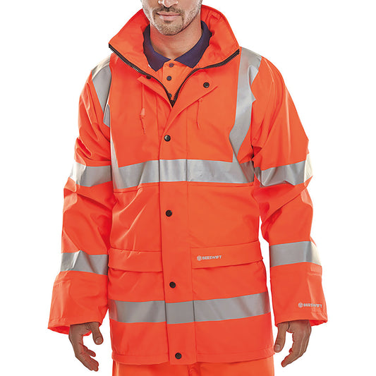 Beeswift Super B-Dri High Visibility Breathable Jacket Orange 3XL