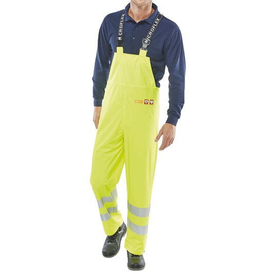 Beeswift Bib and Braces Fire Retardant Anti-Static High Visibility Saturn Yellow M