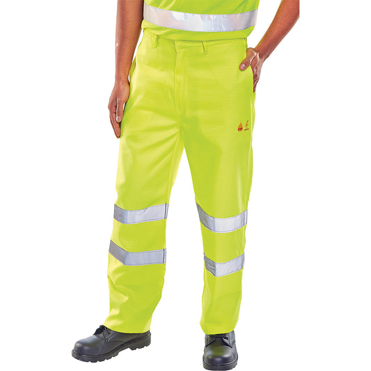 Beeswift High Visibility Fire Retardant Anti Static Trousers Saturn Yellow 44T