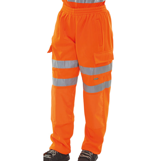 Beeswift High Visibility Fleece Jogging Bottoms Orange 2XL