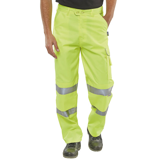 Beeswift Polycotton High Visibility Trousers Saturn Yellow 28
