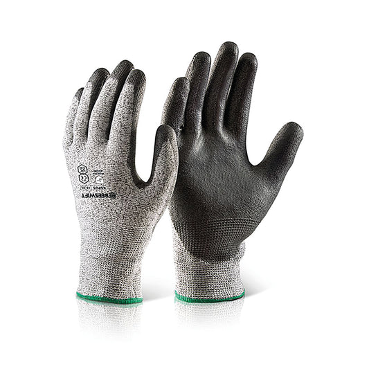 Beeswift PU Coated Cut 5 Gloves Black 2XL